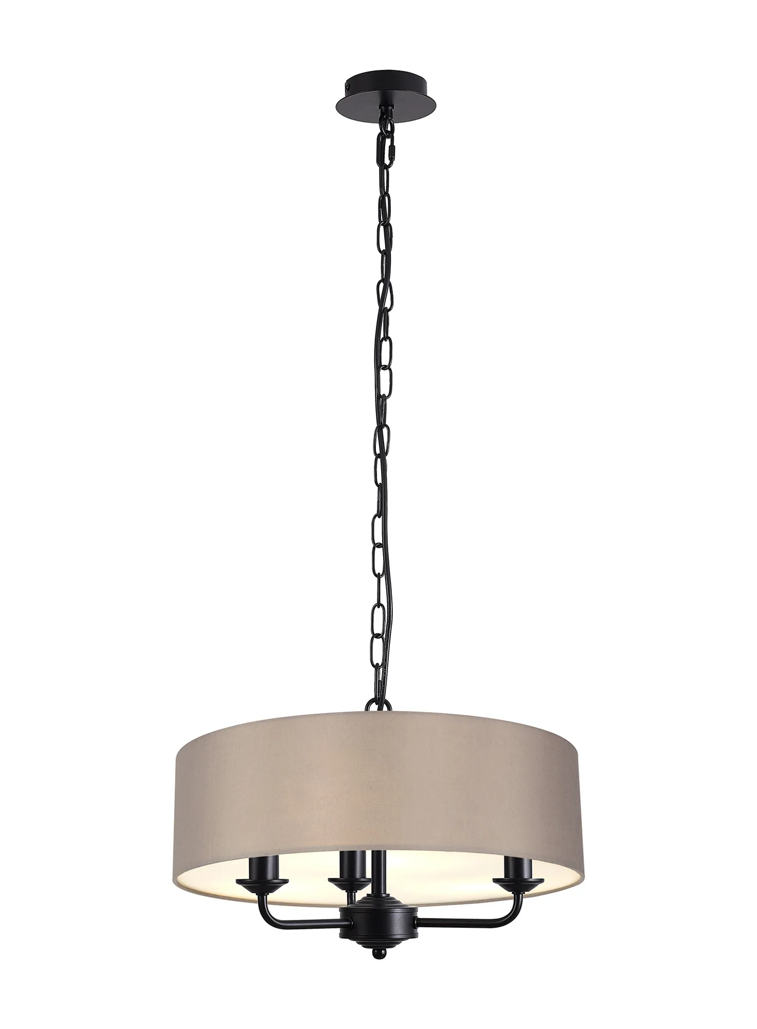 Banyan 45cm 3 Light Pendant Matt Black; Grey